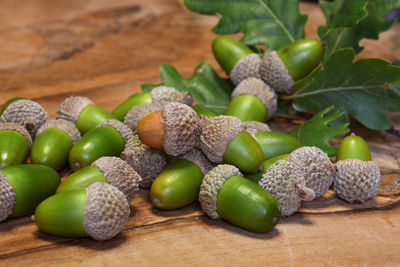 High angle view of fruits on table