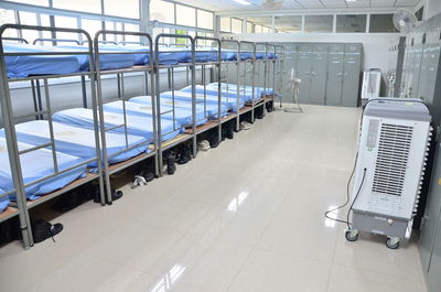 High angle view of empty seats in building