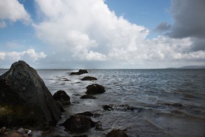 Scenic view of sea against cloudy sky