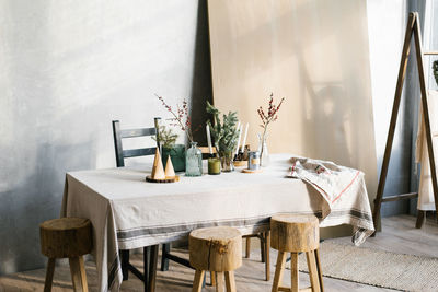 Scandinavian festive christmas dinner table