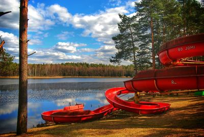 Boats in lake