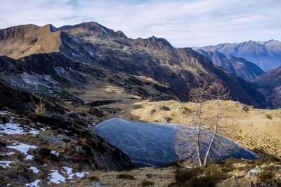 Scenic view of mountains against sky