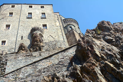 Low angle view of building against clear sky