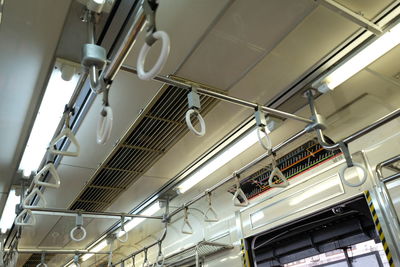 Low angle view of train on ceiling