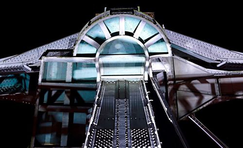 Low angle view of modern building against sky