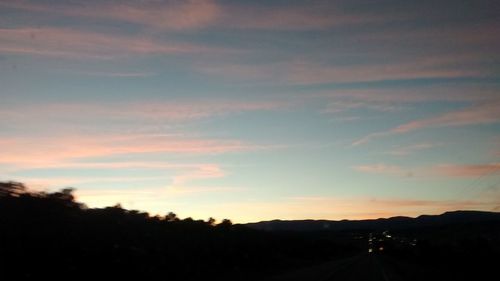 Scenic view of landscape against sky at sunset