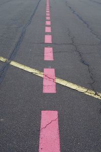 High angle view of markings on road