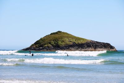 Scenic view of sea against clear sky