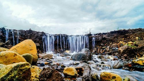 Scenic view of waterfall