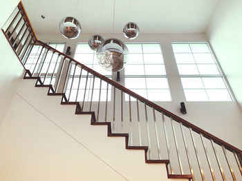 Low angle view of spiral staircase of building