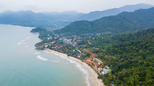 Aerial of klong prao beach at koh chang national park, trad, thailand,