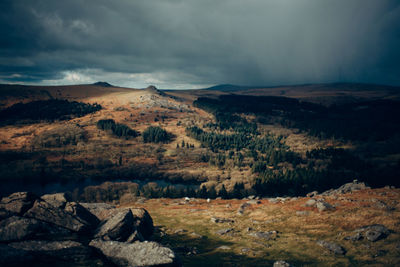 Scenic view of landscape against cloudy sky