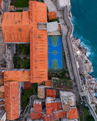 High angle view of buildings in city