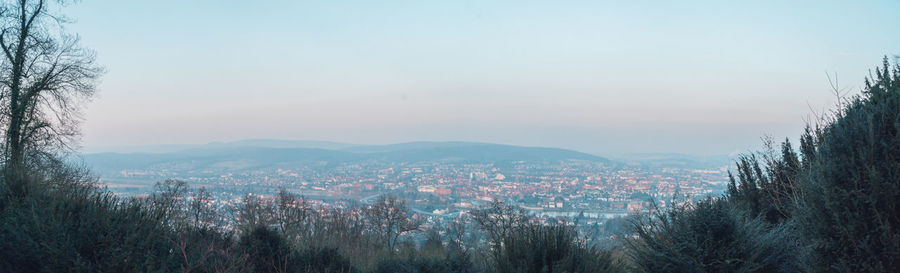 High angle view of cityscape against sky