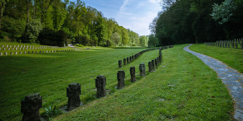 Scenic view of cemetery against sky