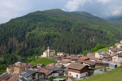 High angle view of townscape against sky