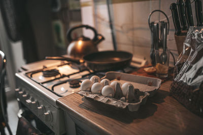 Close-up of food on table at home