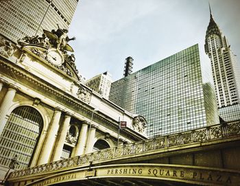 Low angle view of manhattan buildings