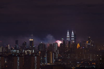 Illuminated city at night