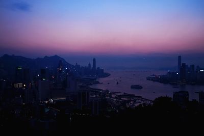 High angle view of city at night