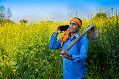 Man standing in field