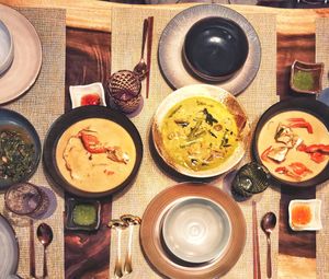 High angle view of food on table