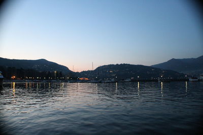 Scenic view of mountains against sky at night