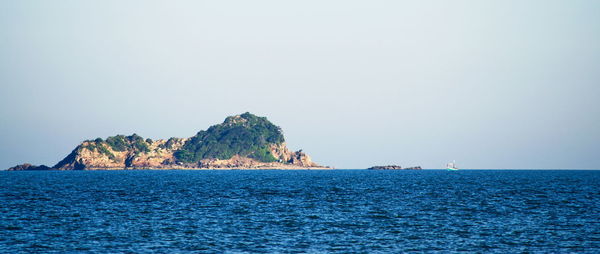 Scenic view of sea against clear sky