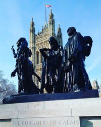 Low angle view of statue in city