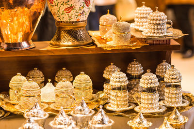 Close-up of drinks on table at store