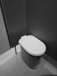 High angle view of toilet bowl in bathroom