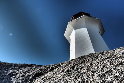 Low angle view of lighthouse against clear sky