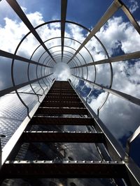 Low angle view of staircase against sky