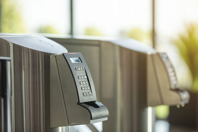 Close-up of telephone booth