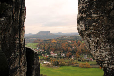 Landscape with mountain in background