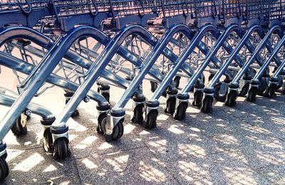 Shopping carts on sidewalk