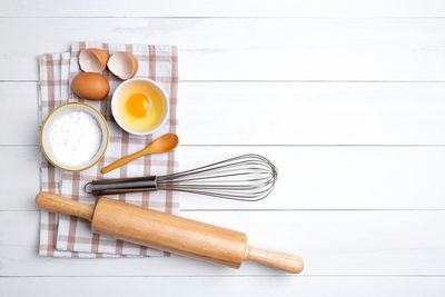 High angle view of food on table