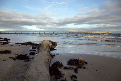 Scenic view of beach against sky