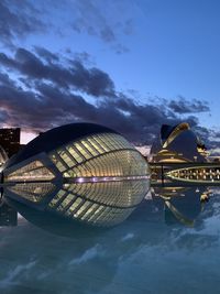 Reflection of buildings in lake