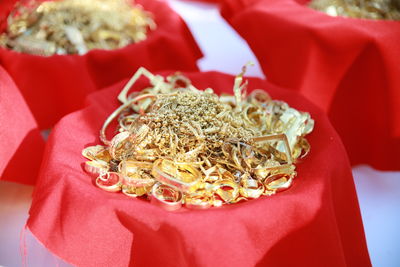 High angle view of food on table