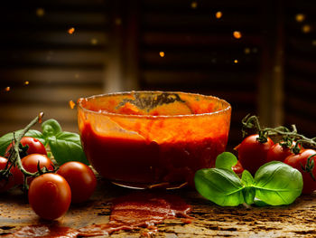 Close-up of fruits in bowl on table