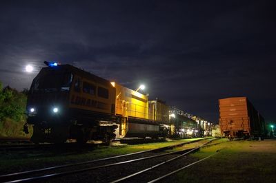 Railroad tracks at night