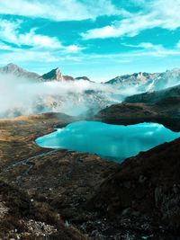 Scenic view of mountains against sky