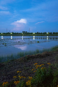 Scenic view of lake against sky