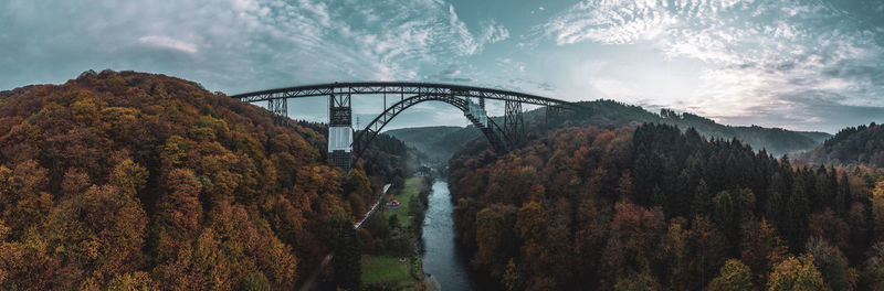 Panoramic view of bridge over river against sky