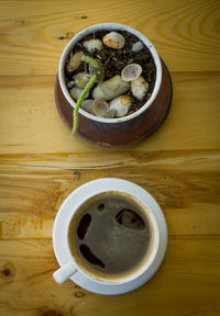 High angle view of food in bowl on table