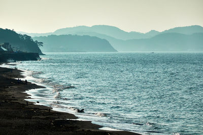 Scenic view of sea against clear sky