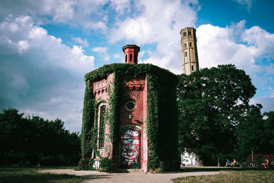 Low angle view of old building against sky
