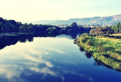 Scenic view of lake against sky