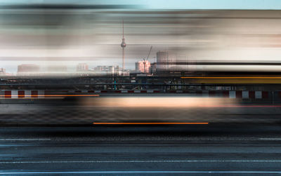 Light trails on road in city